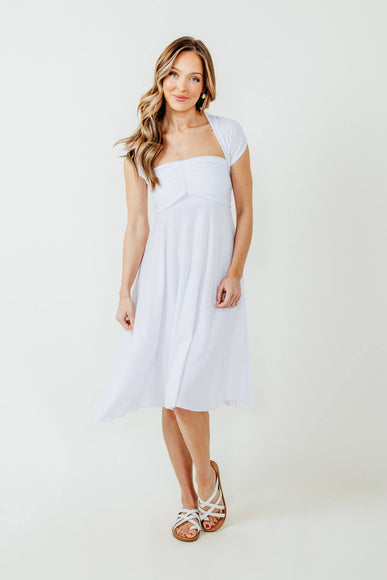 Elan Strapless Waist Tie Dress for Women in White