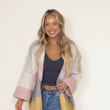 Stripe Long Cardigan for Women in Multi Mustard 