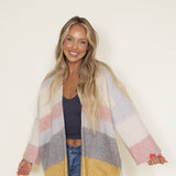 Stripe Long Cardigan for Women in Multi Mustard 