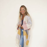 Stripe Long Cardigan for Women in Multi Mustard 