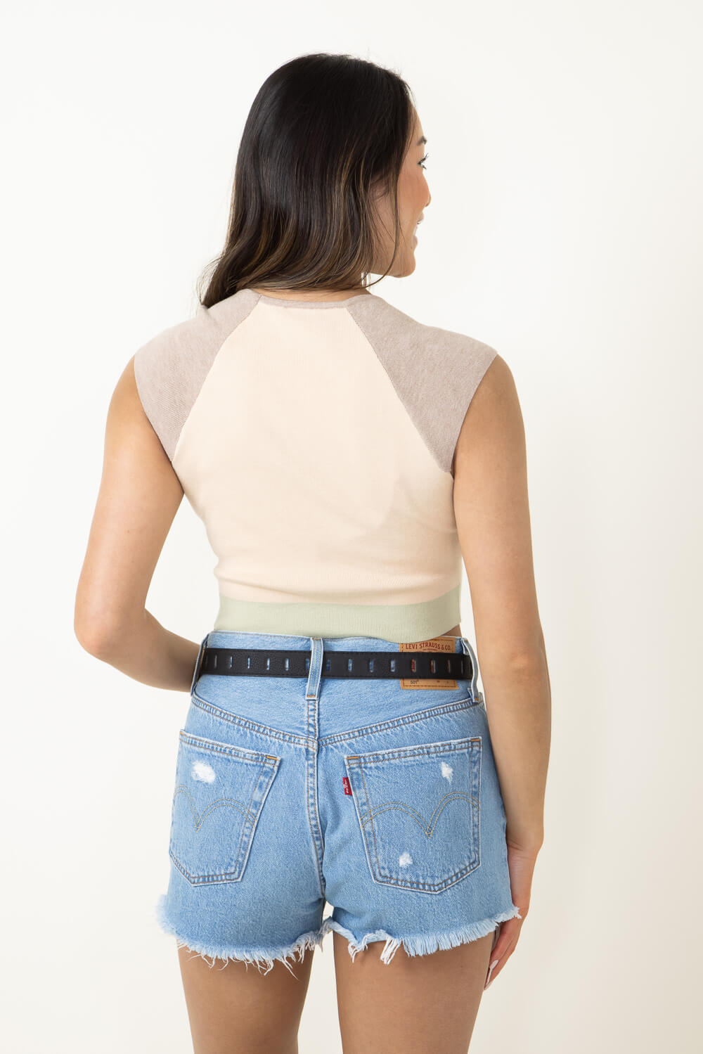 Stripe Knit Color Block Top for Women in Taupe Multi | MWT6062-TAUMUL – Glik's