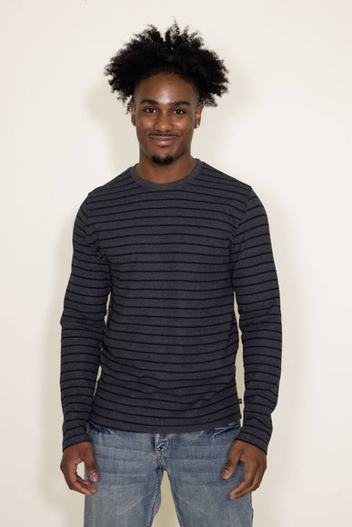 Stripe Thermal Crew Long Sleeve Shirt for Men in Grey
