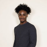 Stripe Thermal Crew Long Sleeve Shirt for Men in Grey