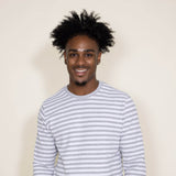 Stripe Thermal Crew Long Sleeve Shirt for Men in White/Grey