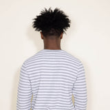 Stripe Thermal Crew Long Sleeve Shirt for Men in White/Grey
