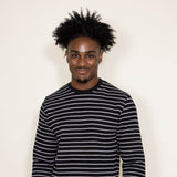 Stripe Thermal Crew Long Sleeve Shirt for Men in Grey/Black