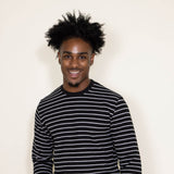 Stripe Thermal Crew Long Sleeve Shirt for Men in Grey/Black