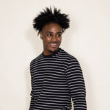 Stripe Thermal Crew Long Sleeve Shirt for Men in Grey/Black