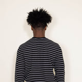 Stripe Thermal Crew Long Sleeve Shirt for Men in Grey/Black