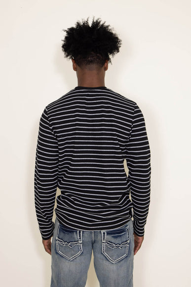Stripe Thermal Crew Long Sleeve Shirt for Men in Grey/Black