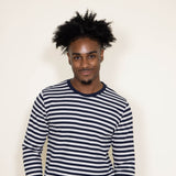 Stripe Thermal Crew Long Sleeve Shirt for Men in Navy Blue