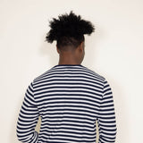 Stripe Thermal Crew Long Sleeve Shirt for Men in Navy Blue