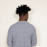 Stripe Thermal Crew Long Sleeve Shirt for Men in Grey/Blue