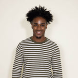 Stripe Thermal Crew Long Sleeve Shirt for Men in Ivory/Green