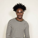 Stripe Thermal Crew Long Sleeve Shirt for Men in Ivory/Green