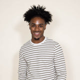Stripe Thermal Crew Long Sleeve Shirt for Men in Ivory/Green