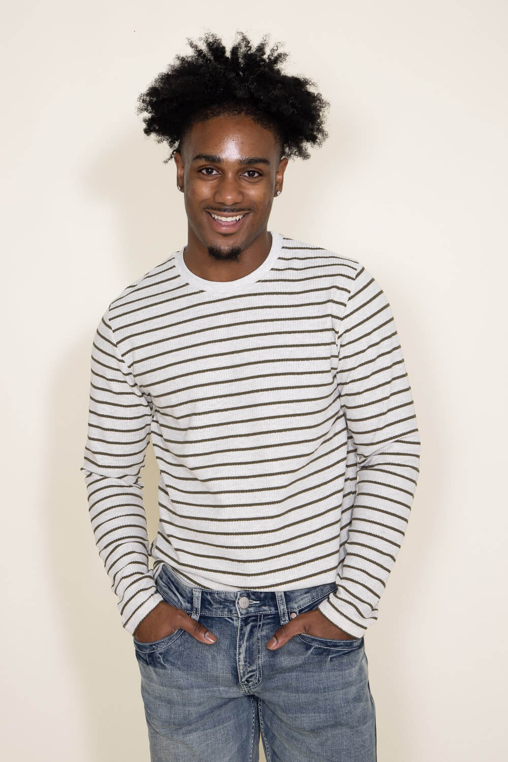 Black and white deals striped long sleeve mens