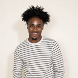 Stripe Thermal Crew Long Sleeve Shirt for Men in Ivory/Green