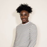 Stripe Thermal Crew Long Sleeve Shirt for Men in Ivory/Green