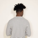Stripe Thermal Crew Long Sleeve Shirt for Men in Ivory/Green