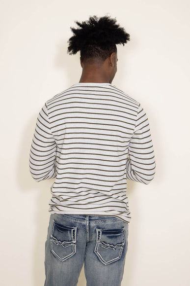 Stripe Thermal Crew Long Sleeve Shirt for Men in Ivory/Green
