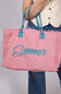 Summer Rope Canvas Tote Bag in Pink/Blue