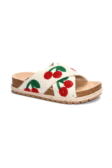 Dirty Laundry Tacoma Cherry Crochet Platform Sandals for Women in Red
