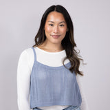 Tank & Long Sleeve Shirt Set for Women in White/Blue
