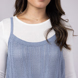 Tank & Long Sleeve Shirt Set for Women in White/Blue