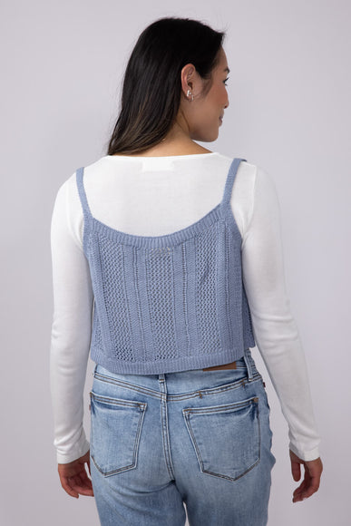 Tank & Long Sleeve Shirt Set for Women in White/Blue