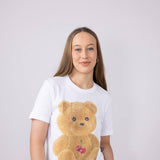 Teddy Bear Cherry Graphic T-Shirt for Women in White