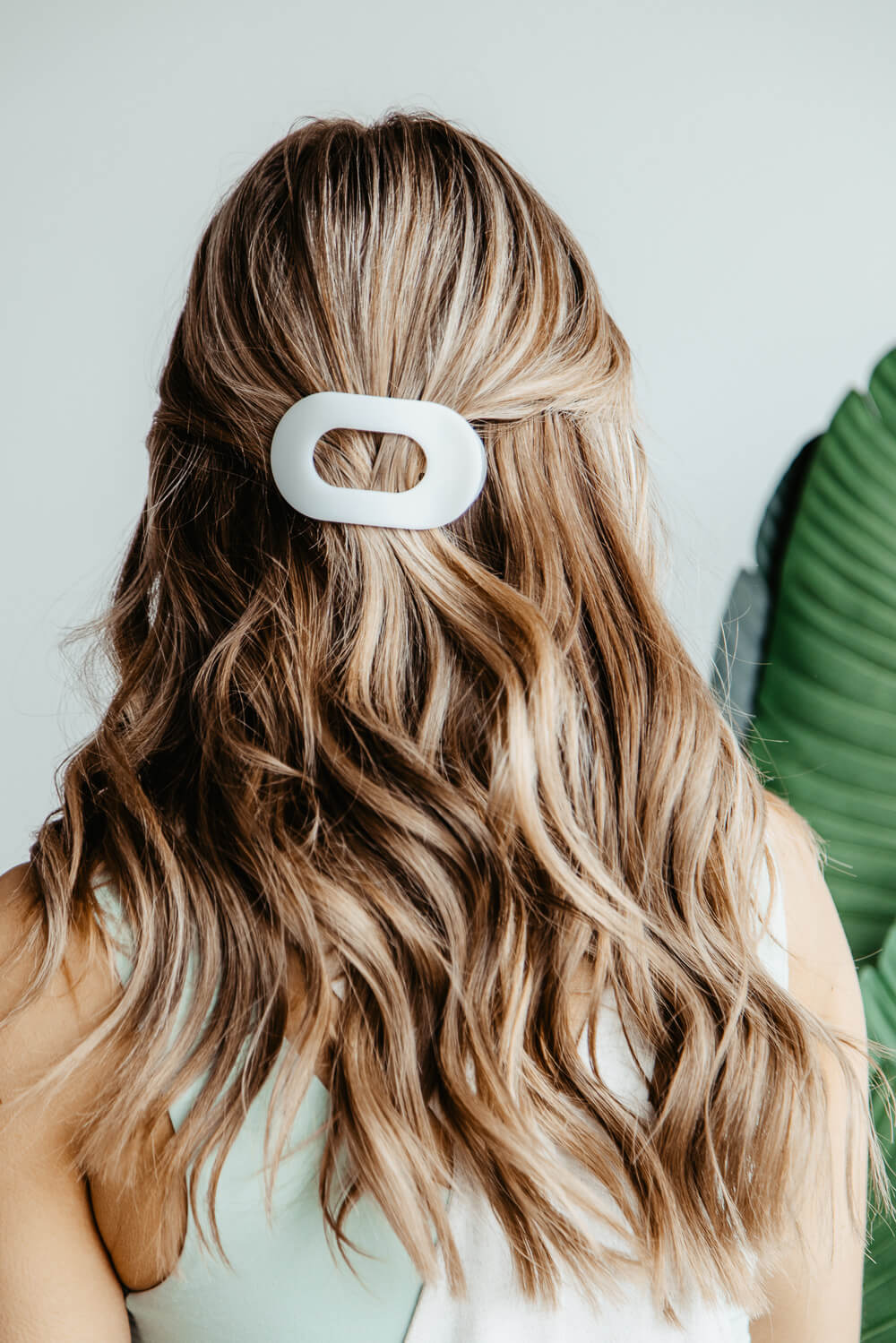 Teleties Small Flat Round Hair Clip in White