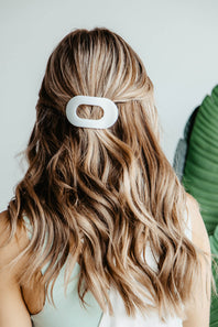 Teleties Small Flat Round Hair Clip in White