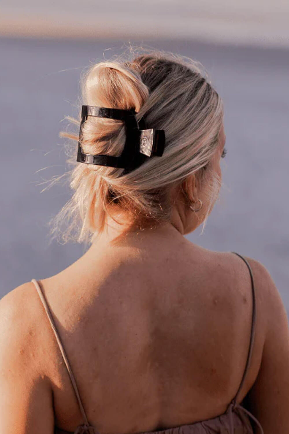 Teleties Large Flat Square Hair Clip in Black
