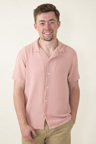 Textured Button Up Shirt for Men in Mauve