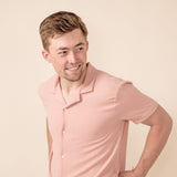 Textured Button Up Shirt for Men in Mauve