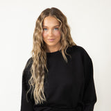 Textured Crew Sweatshirt for Women in Black