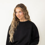 Textured Crew Sweatshirt for Women in Black