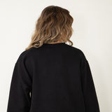 Textured Crew Sweatshirt for Women in Black