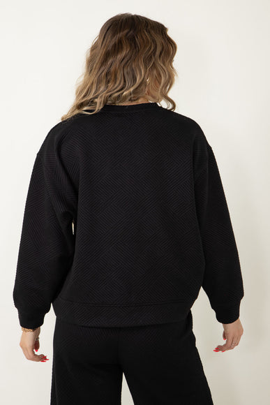 Textured Crew Sweatshirt for Women in Black
