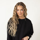 Textured Crew Sweatshirt for Women in Black
