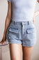 Textured Washed Denim Shorts for Women