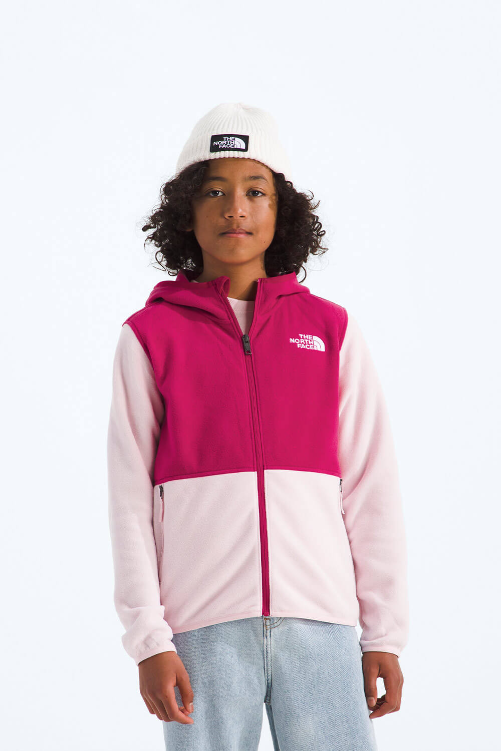 The North Face Youth Glacier Full Zip Hoodie in Pale Blossom