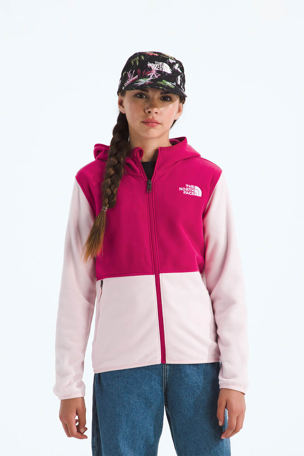 The North Face Youth Glacier Full Zip Hoodie in Pale Blossom