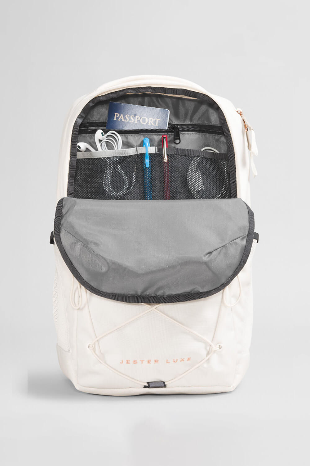 The North Face Jester Backpack for Women in Gardenia White/Burnt Coral Metallic