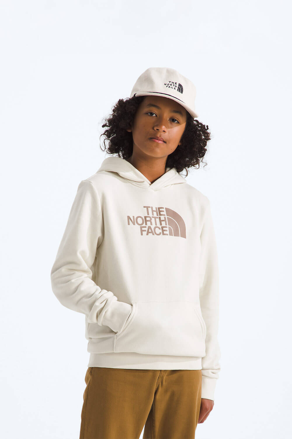 The North Face Teen Evolution Half Dome Hoodie in White Dune