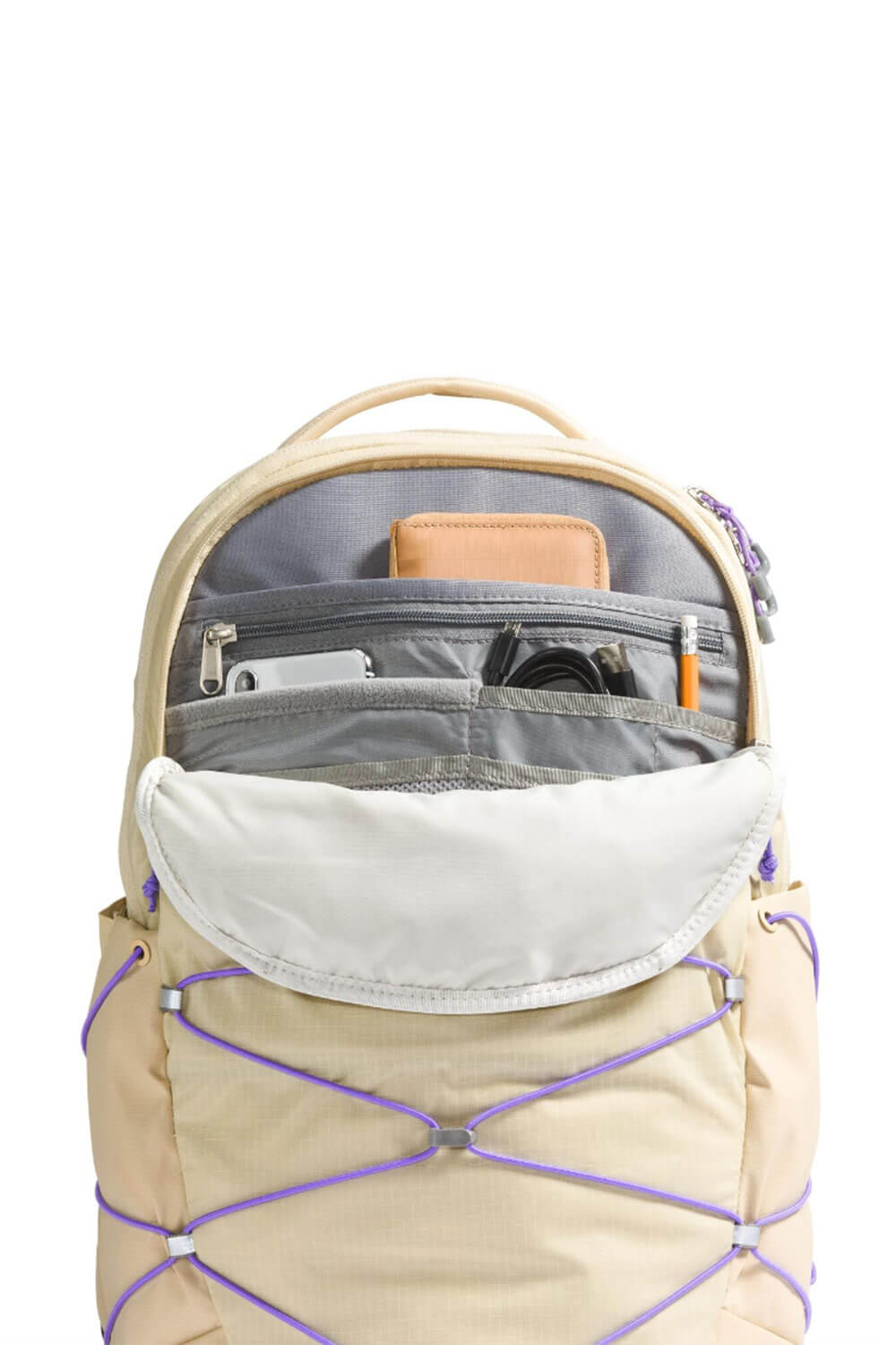 The North Face Borealis Backpack in Gravel/Purple