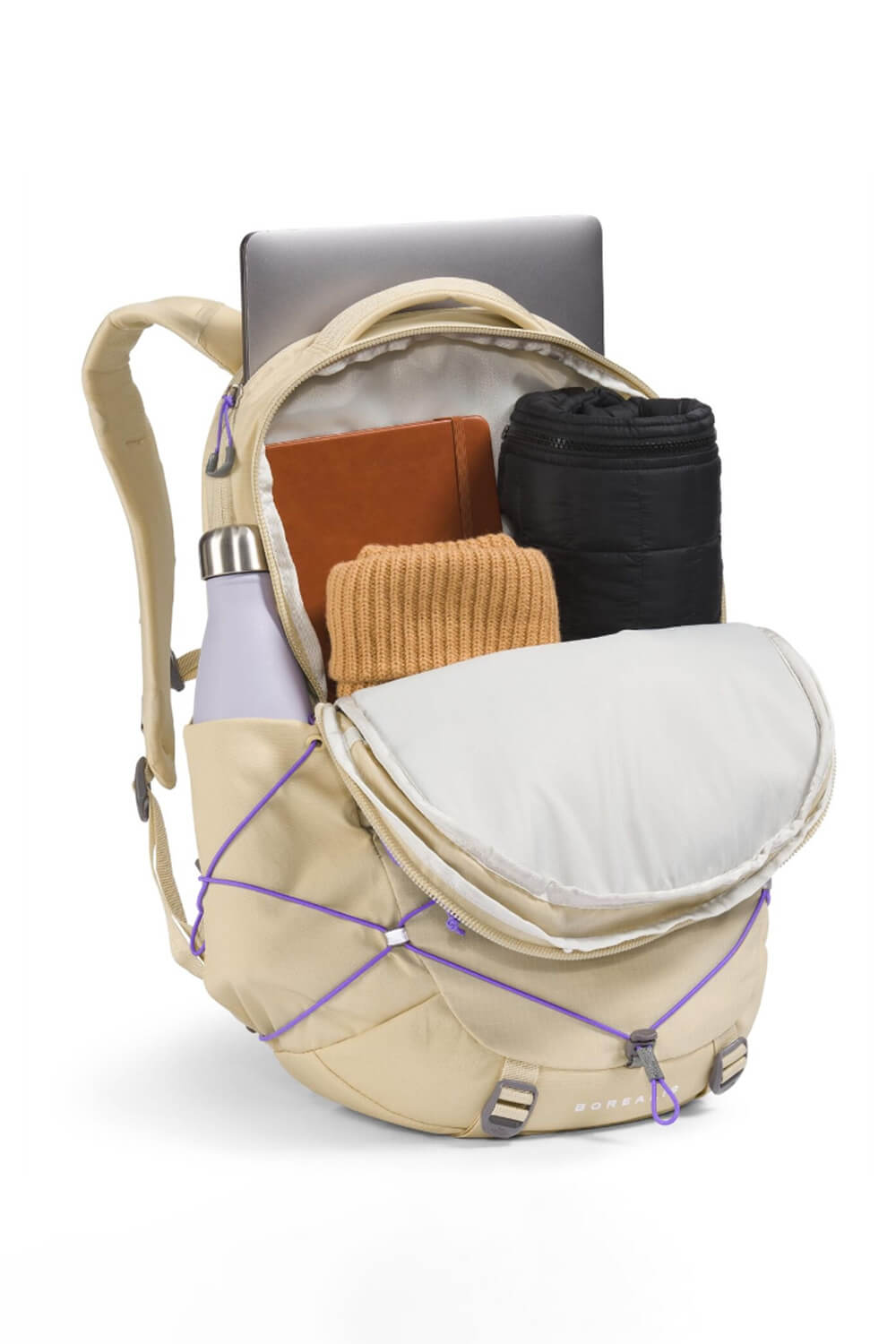 The North Face Borealis Backpack in Gravel/Purple