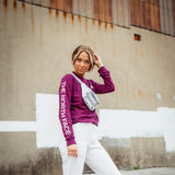 The North Face Logo Long Sleeve T-Shirt for Women in Boysenberry Red 