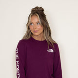 The North Face Logo Long Sleeve T-Shirt for Women in Boysenberry Red 